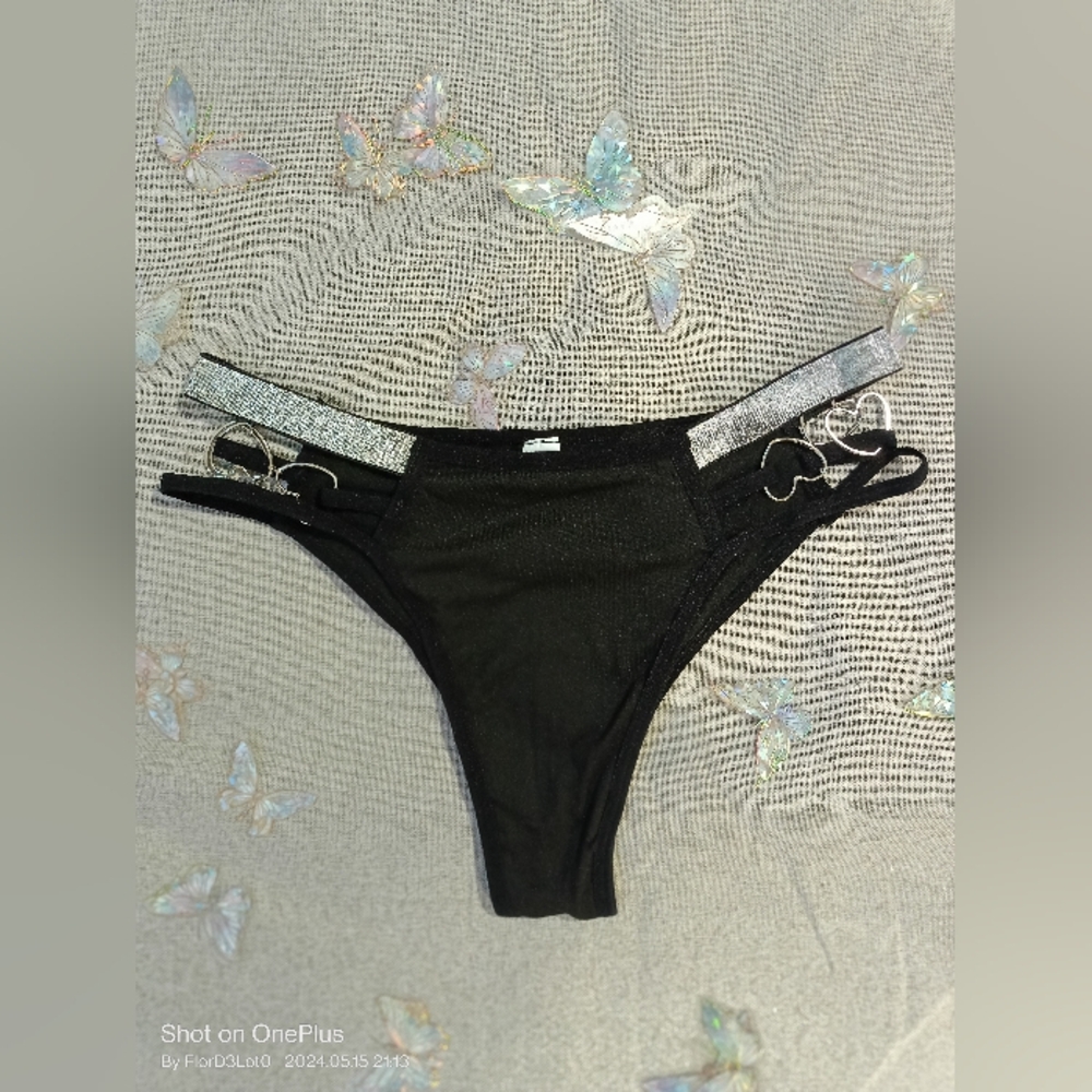 Heart Link Black Tanga